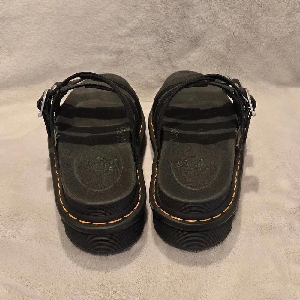 Dr. Martens Blaire Slide Black Leather Platform Buckle Sandals Womens 9